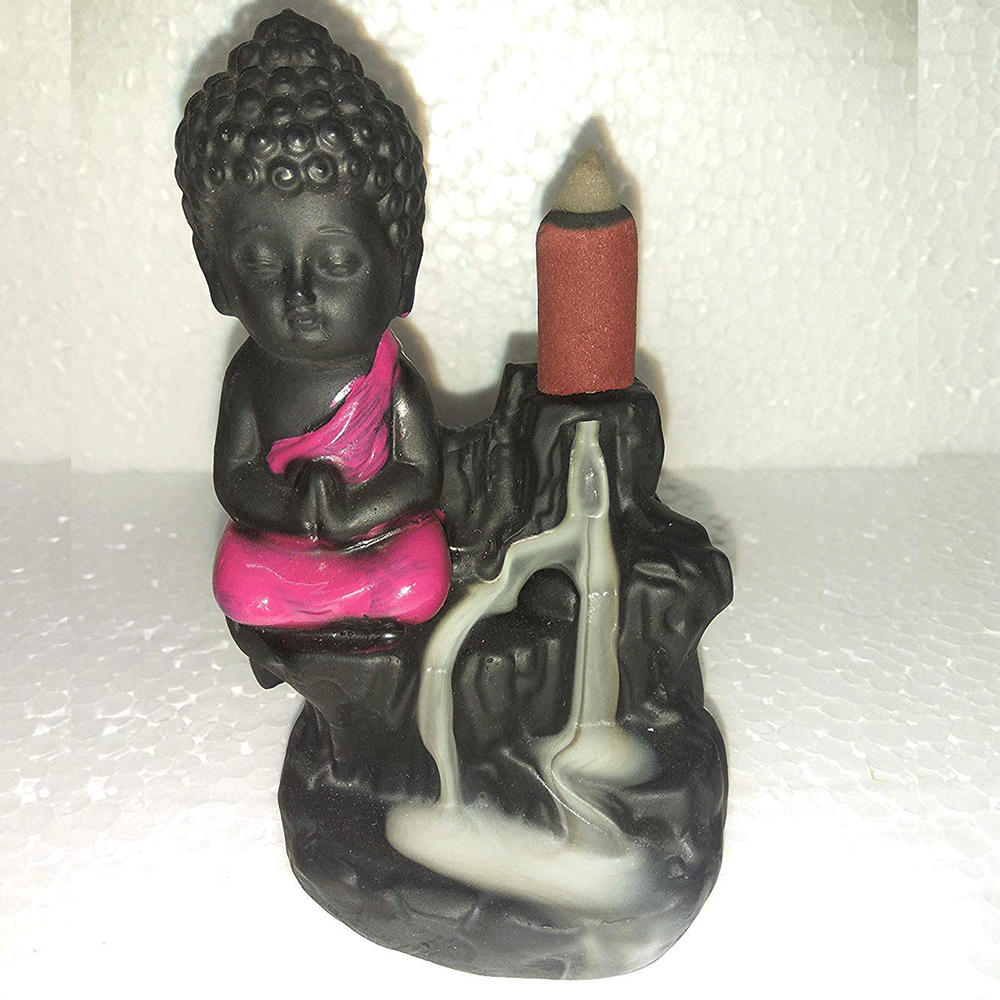 Smoke Buddha Fountain Decorative Design Showpiece with 10 Scented Backflow Incense Cone