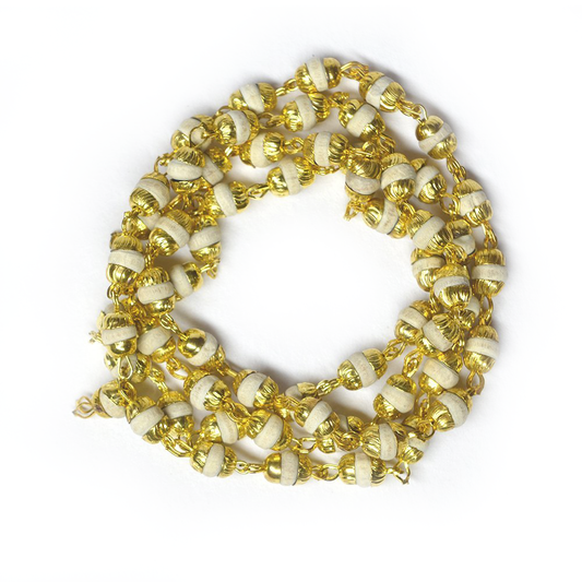Tulsi Gold Platted Cap Mala 108+1 Breads
