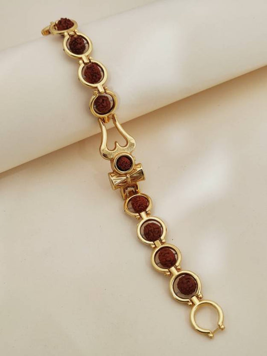 Bracelet OM with rudraksh gold plated