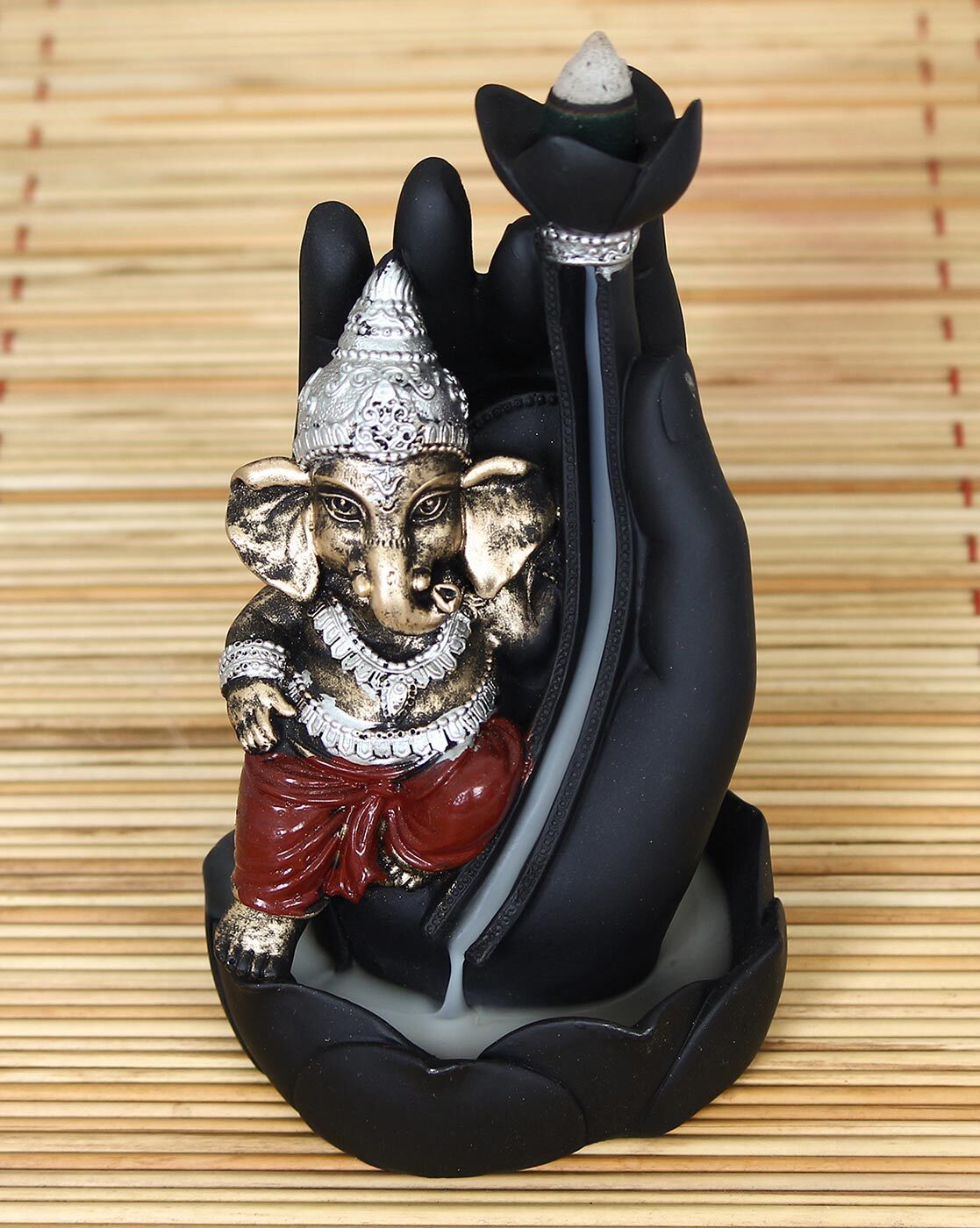 Rgyan Lord Ganesha Smoke Backflow Cone Incense Holder Decorative Showpiece with 10 free Smoke Backflow