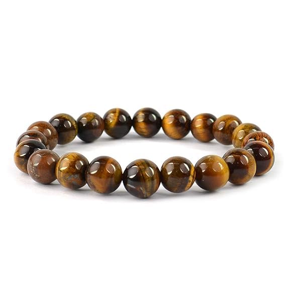 Rgyan Natural Tiger Eye Bracelet 8mm – Original Golden Brown Tiger Eye Stone Crystal for Men & Women | Protection, Confidence, Wealth & Good Luck | Adjustable Reiki Healing Crystal