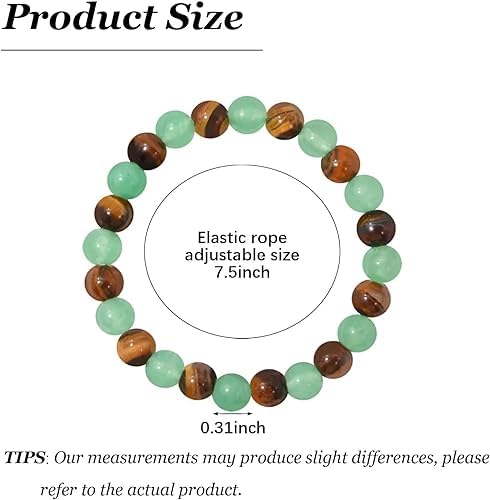 Rgyan, Tiger Eye & Aventurine Crystal Bracelet – Balance, Protection & Positive Energy Bracelet for Men & Women | Elastic Handmade Beaded Design