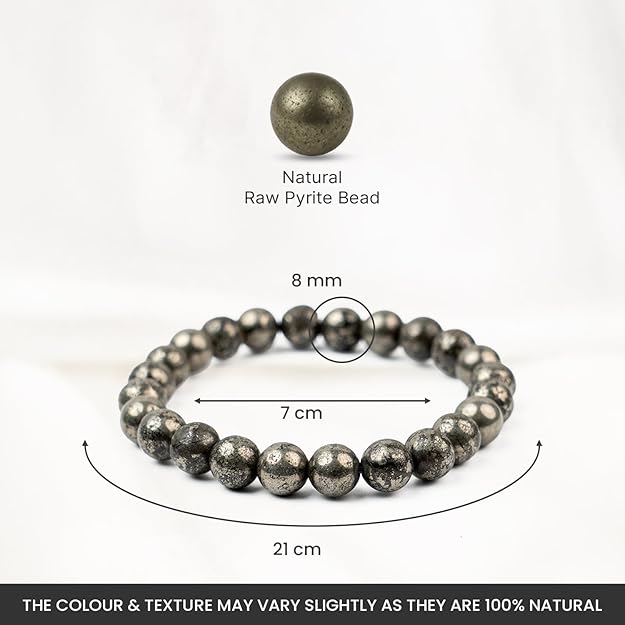 Rgyan, Raw Pyrite Crystal Bracelet – Money Attraction & Confidence Healing Bracelet for Men & Women | Certified Natural Pyrite | Astrology & Energy Bracelet