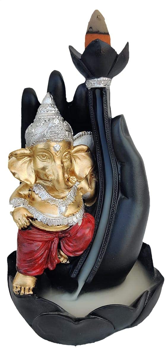 Rgyan Lord Ganesha Smoke Backflow Cone Incense Holder Decorative Showpiece with 10 free Smoke Backflow