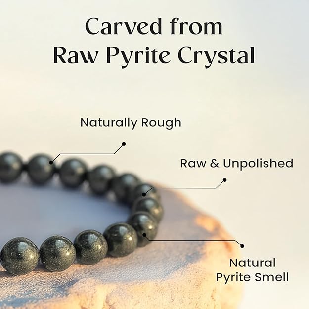 Rgyan, Raw Pyrite Crystal Bracelet – Money Attraction & Confidence Healing Bracelet for Men & Women | Certified Natural Pyrite | Astrology & Energy Bracelet