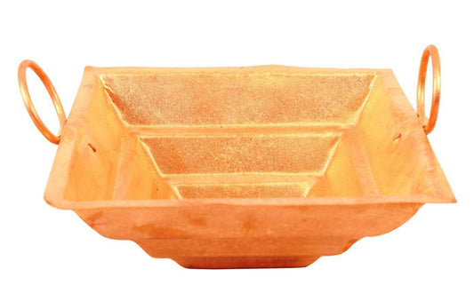 Copper Finish Mini Yagya Hawan Kund for Puja