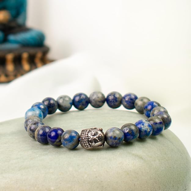 Rgyan, Lapis Lazuli Crystal Bracelet – Wisdom, Intuition & Mental Clarity Healing Bracelet for Men & Women | Astrology Crystal | Certified Natural Stone