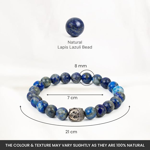 Rgyan, Lapis Lazuli Crystal Bracelet – Wisdom, Intuition & Mental Clarity Healing Bracelet for Men & Women | Astrology Crystal | Certified Natural Stone