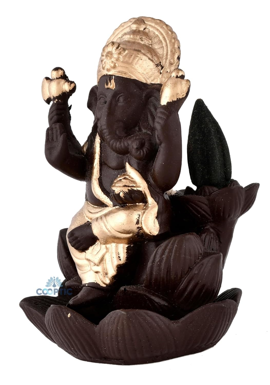 Rgyan Lord Ganesha Fountain Smoke Backflow Cone Incense Holder Decorative Showpiece for Home Decor