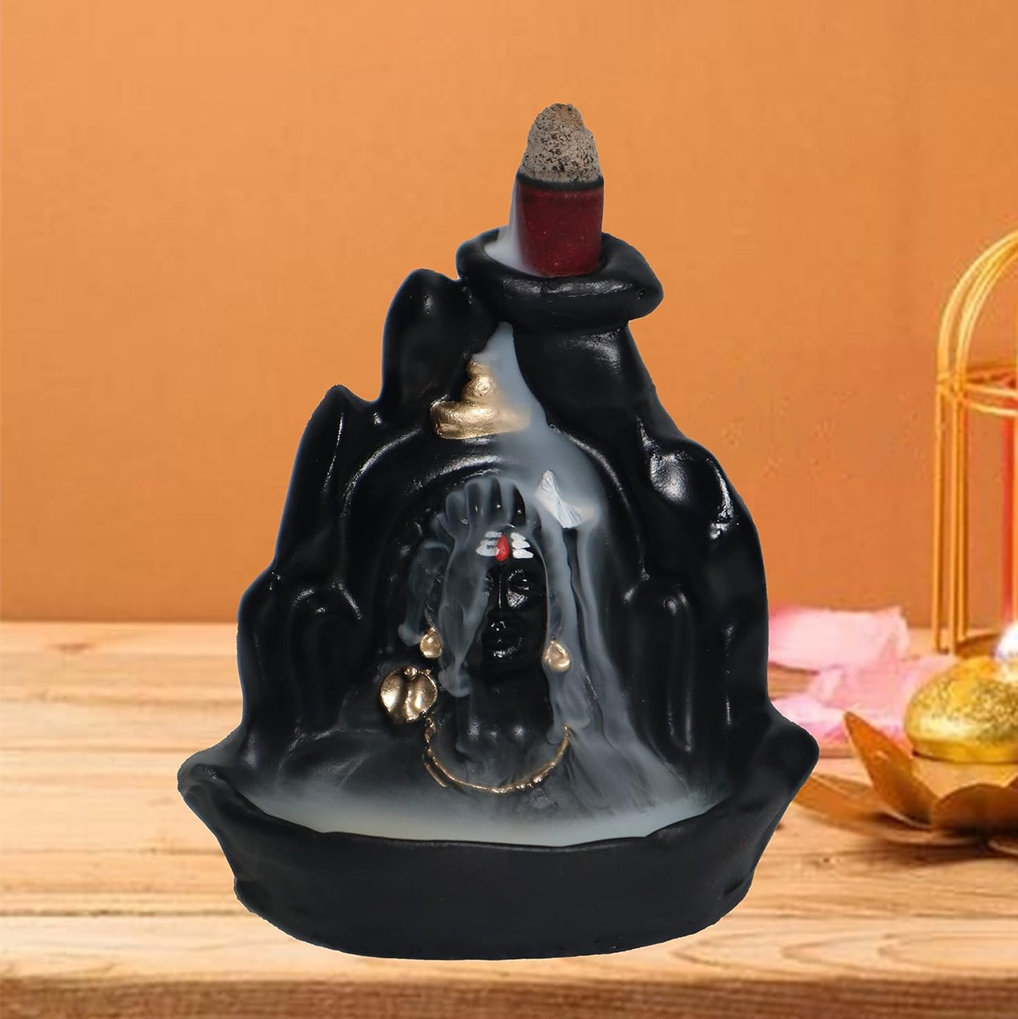 Rgyan Smoke Fountain Adiyogi Shiva Statue (Resin) for Home & Office Decor