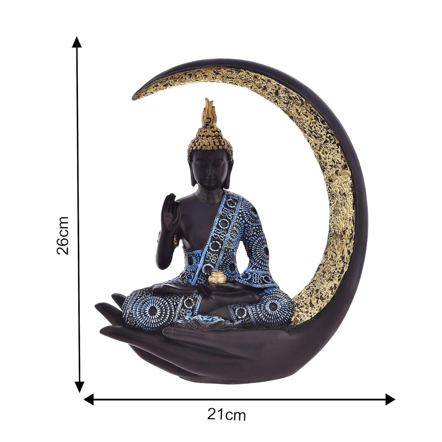 Rgyan Antique Big Meditating Moon Buddha Statue Showpiece for Home Decor