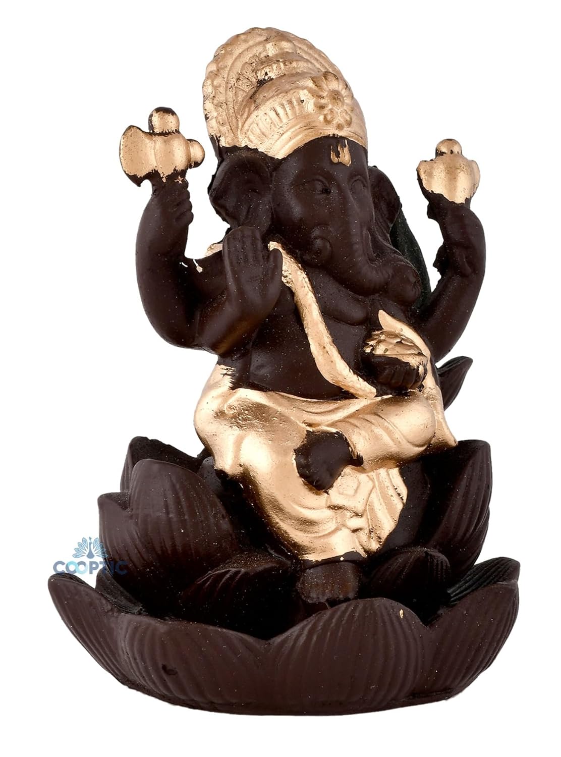 Rgyan Lord Ganesha Fountain Smoke Backflow Cone Incense Holder Decorative Showpiece for Home Decor