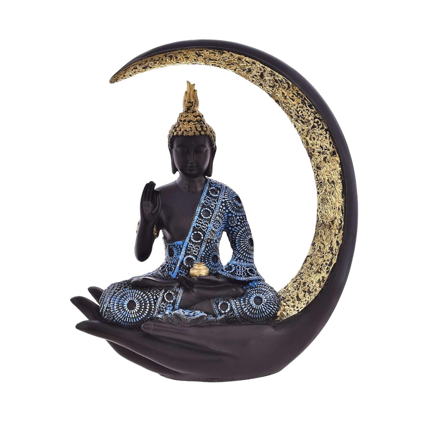 Rgyan Antique Big Meditating Moon Buddha Statue Showpiece for Home Decor