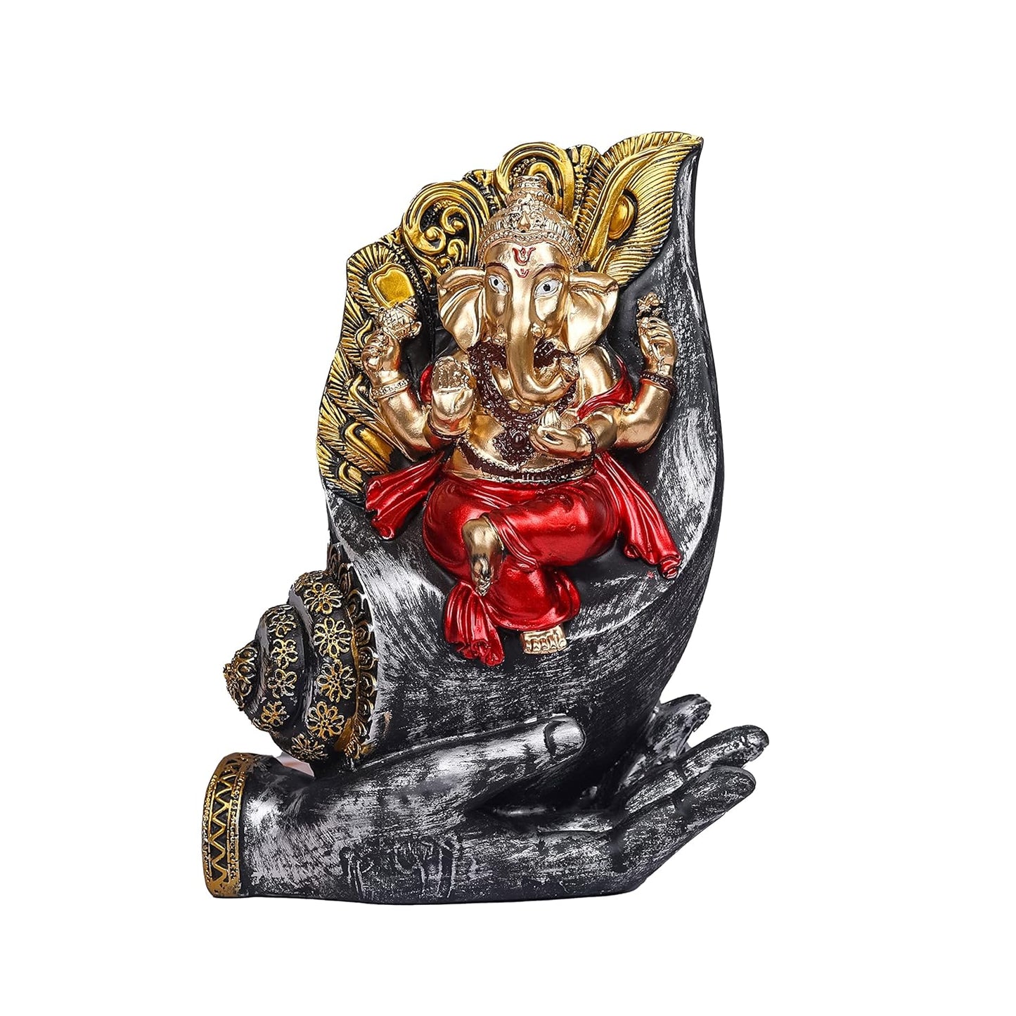 Rgyan Shank Ganesha Resin Statue - Lord Ganesha in Divine Conch Shell for Puja