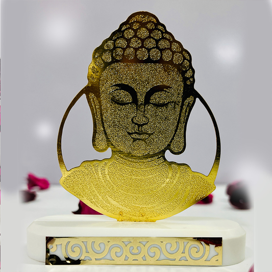 RGYAN Lord Buddha Meditating 24 karat Gold Plated Metallic Design modern showpiece for Home Decor.