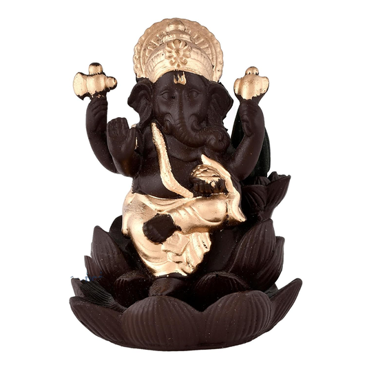 Rgyan Lord Ganesha Fountain Smoke Backflow Cone Incense Holder Decorative Showpiece for Home Decor