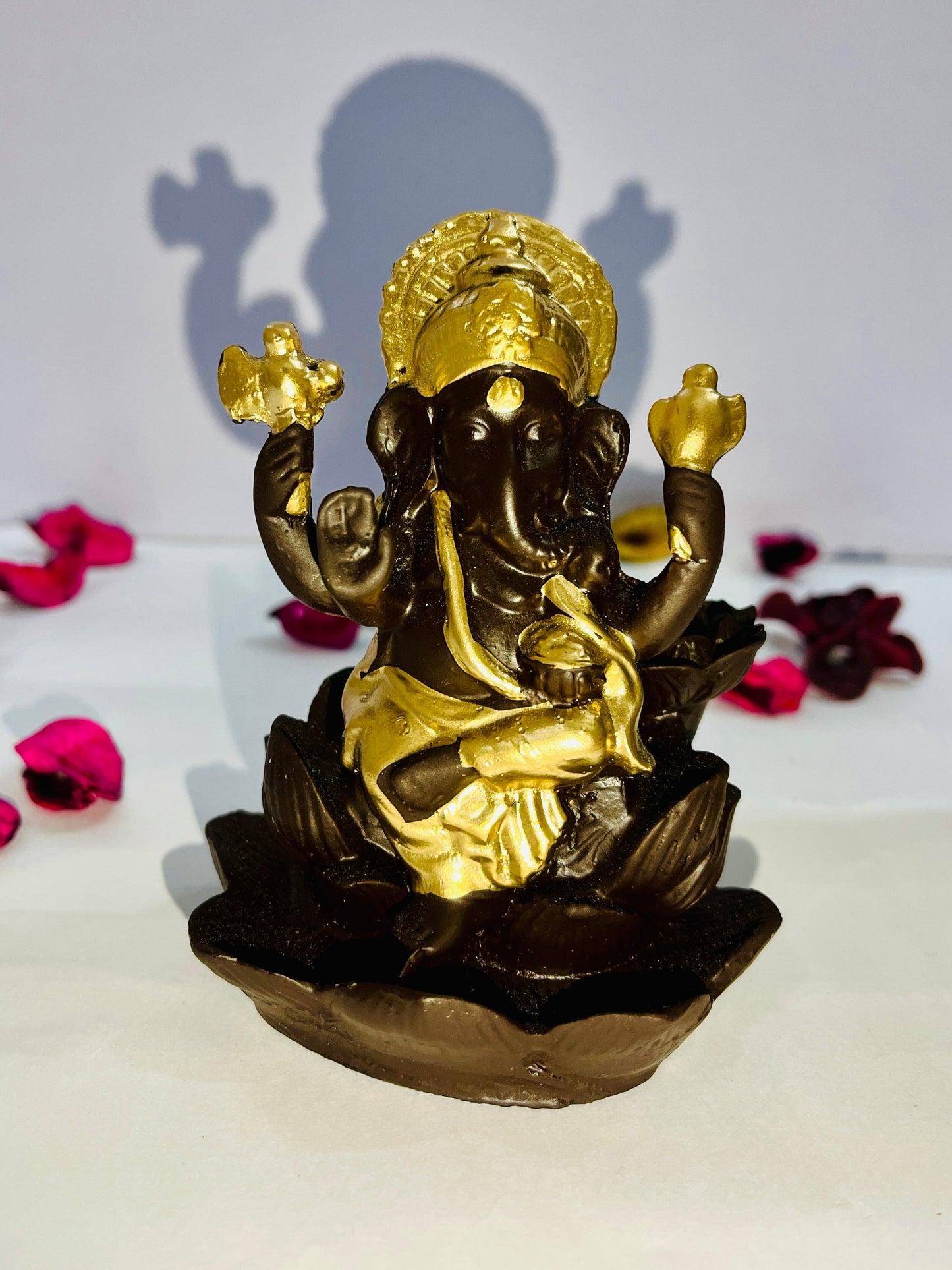 Rgyan Lord Ganesha Fountain Smoke Backflow Cone Incense Holder Decorative Showpiece for Home Decor