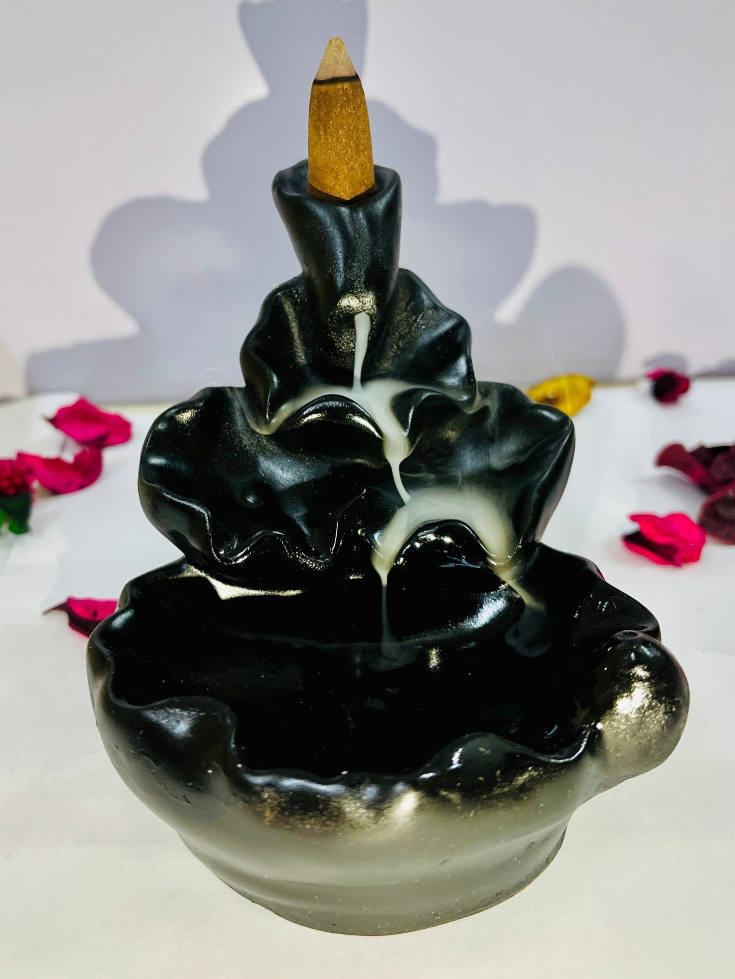 Rgyan Handmade Ceramic Backflow Waterfall Incense Burner for Home Yoga Aromatherapy Relaxation