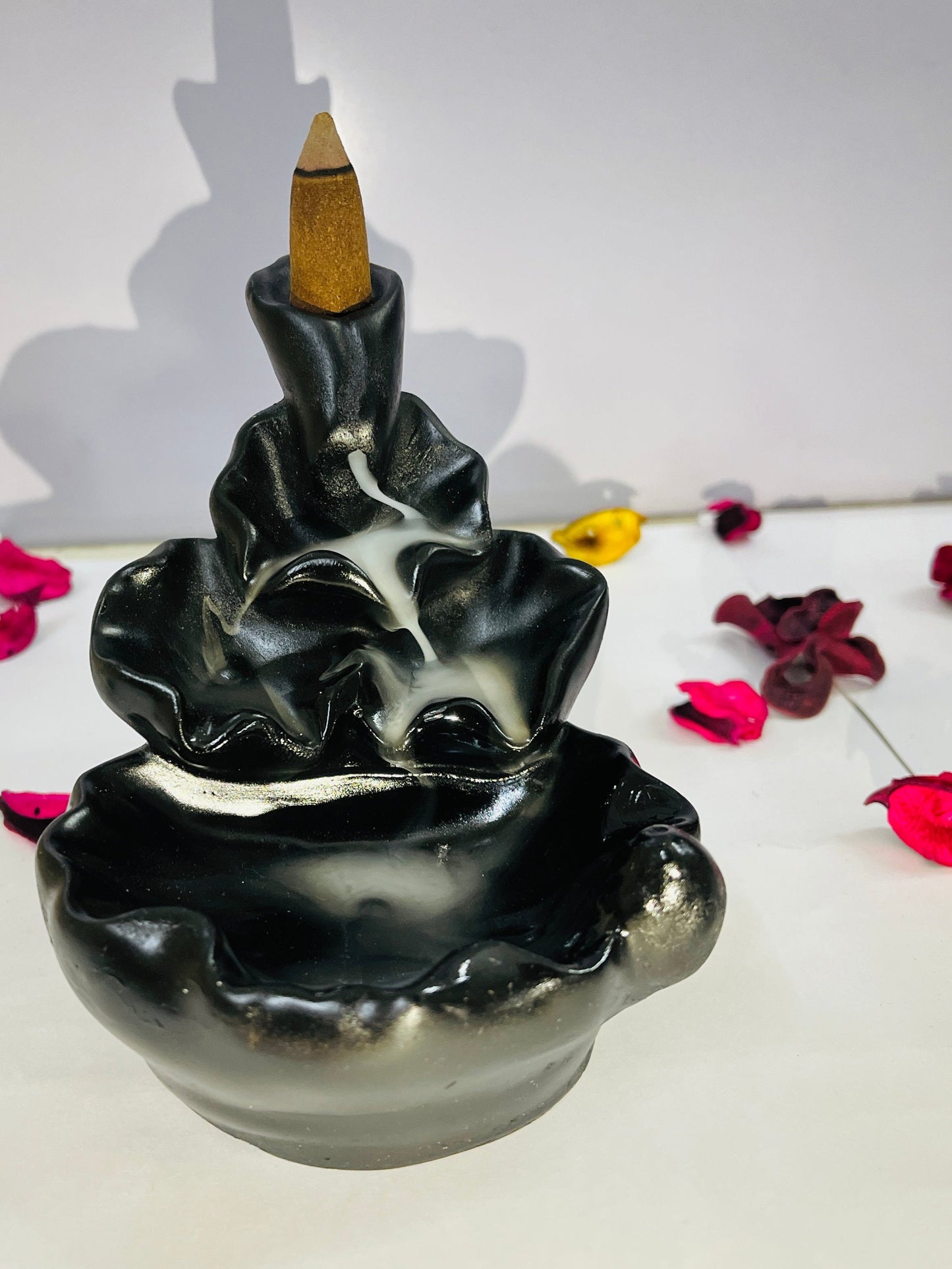 Rgyan Handmade Ceramic Backflow Waterfall Incense Burner for Home Yoga Aromatherapy Relaxation