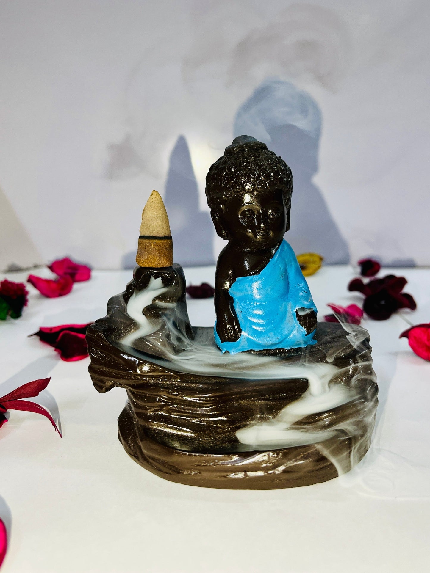 Smoke Buddha Fountain Decorative Design Showpiece with 10 Scented Backflow Incense Cone