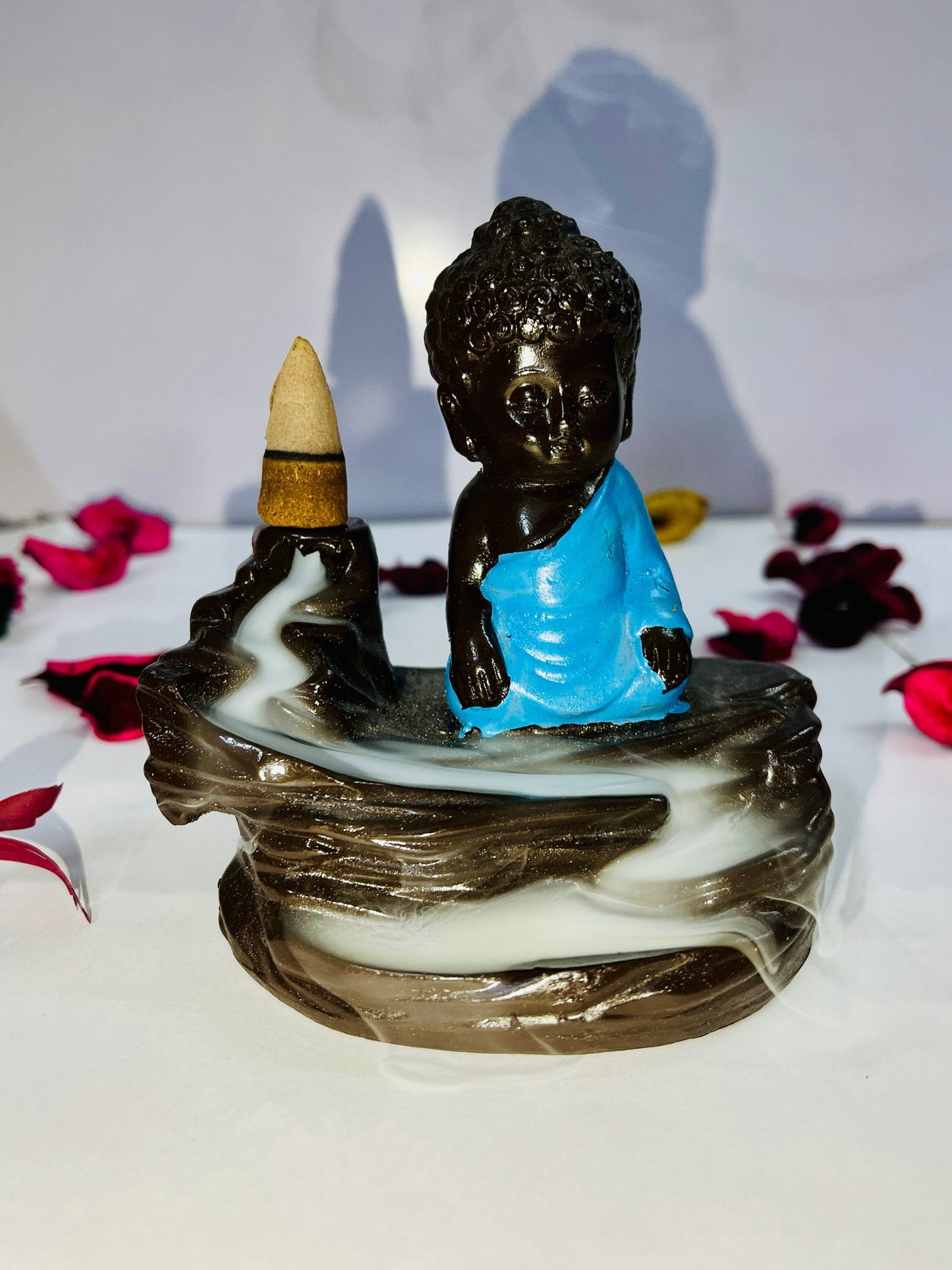 Smoke Buddha Fountain Decorative Design Showpiece with 10 Scented Backflow Incense Cone