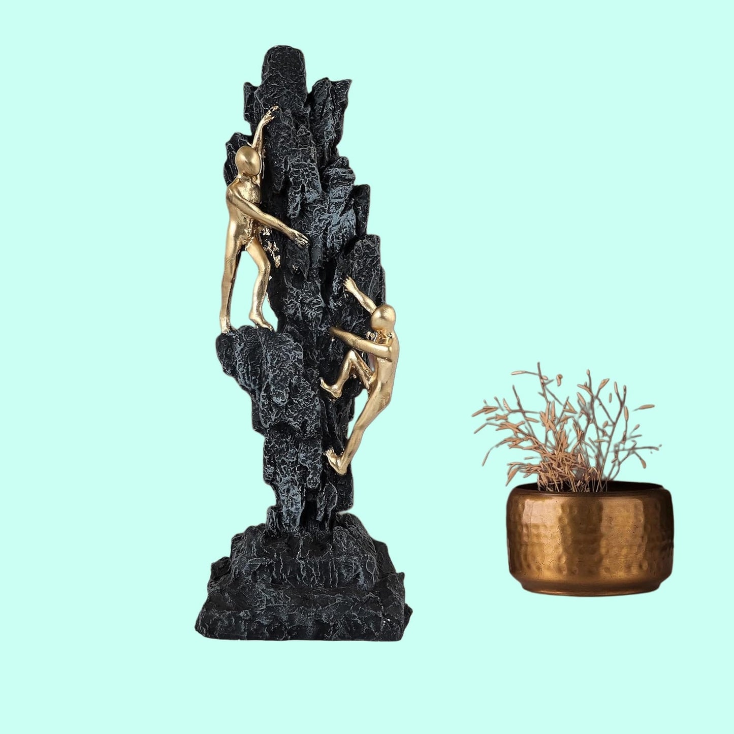 Rgyan Mountain Climbers Showpiece for Home Decor. 2 Men Climbing on Rock