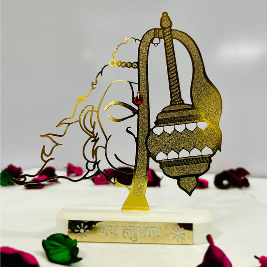 Lord Hanuman Half face Figure 24 karat Gold Plated Metallic Design modern showpiece for Home Decor.