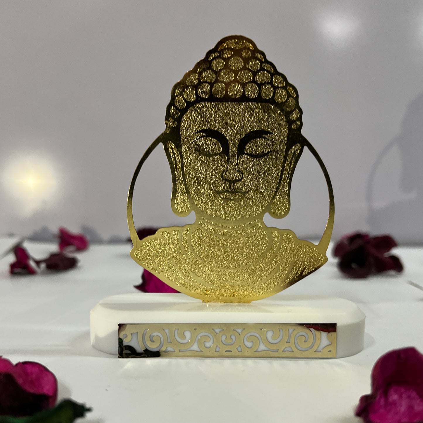 Lord Buddha Meditating 24 karat Gold Plated Metallic Design modern showpiece for Home Decor.