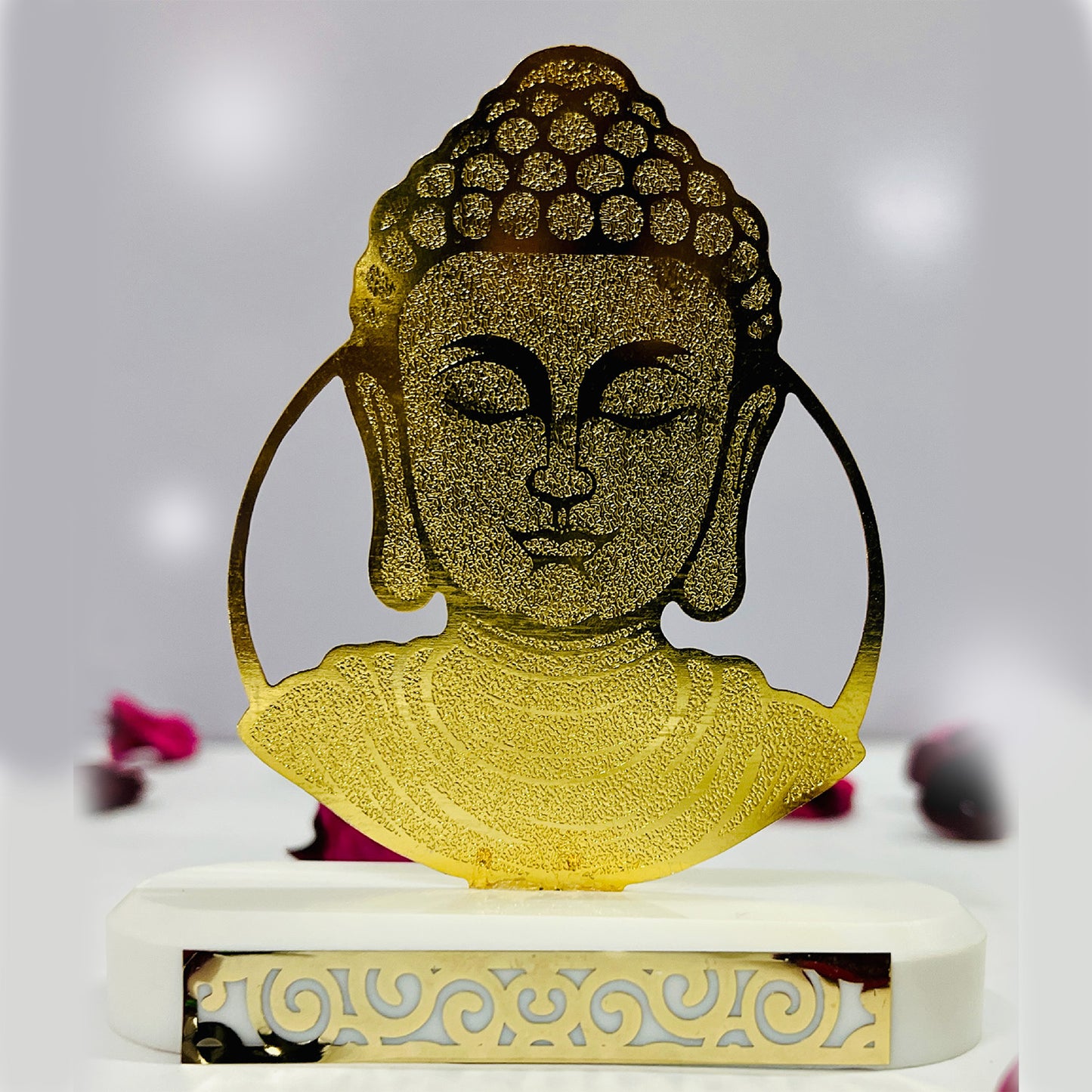 Lord Buddha Meditating 24 karat Gold Plated Metallic Design modern showpiece for Home Decor.