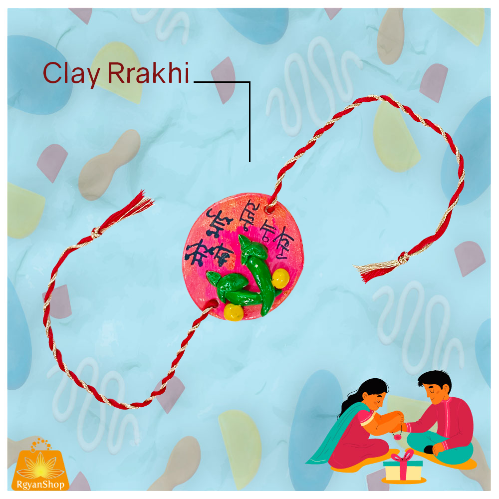 Handmade Customized Clay (Mere Bhai ko Nazar Na Lage Orange) Rakhi