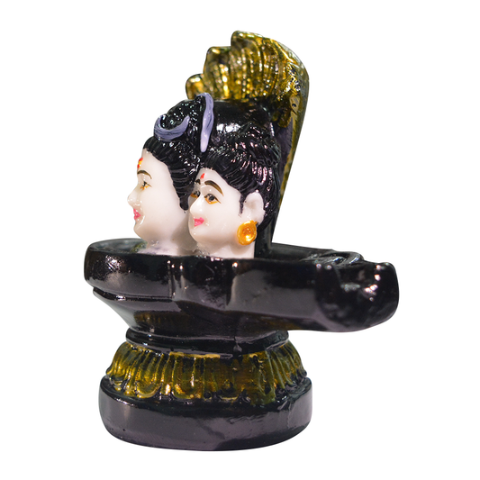 Shiva Shivling Statue Sculpture with 2 Face Shiva Parvati Idol Decorative Showpiece