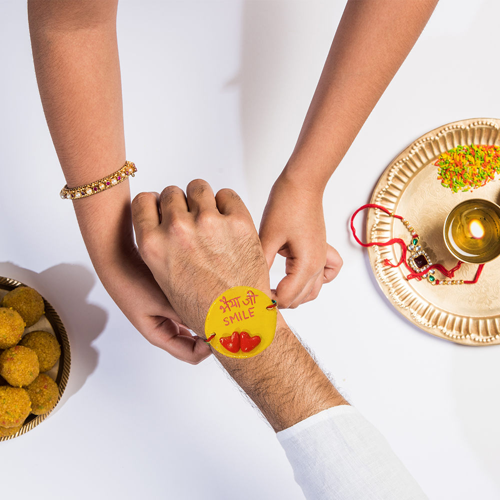 Handmade Customized Clay (Bhaiya Ji Smile) Rakhi