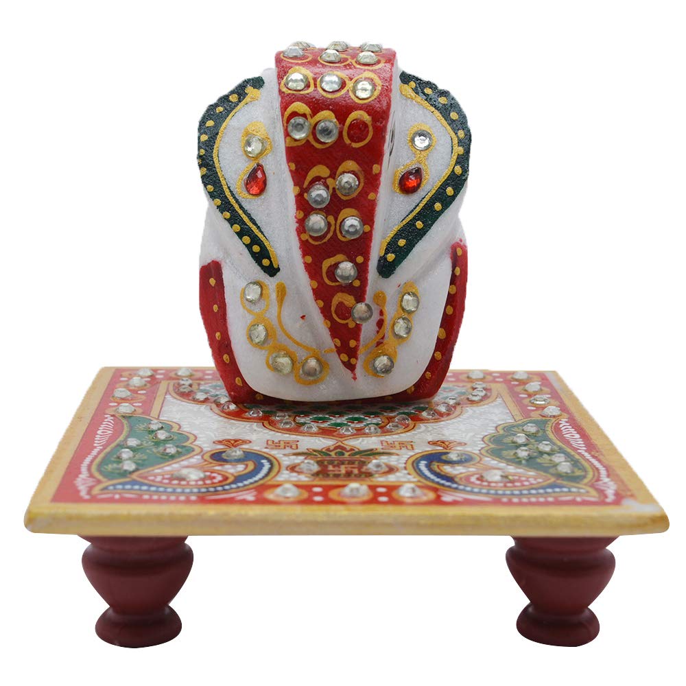 Handcrafted Marble Chowki Ganesh