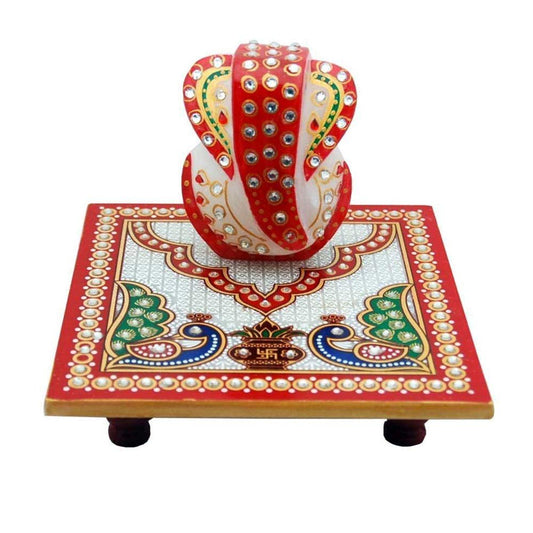 Handcrafted Marble Chowki Ganesh