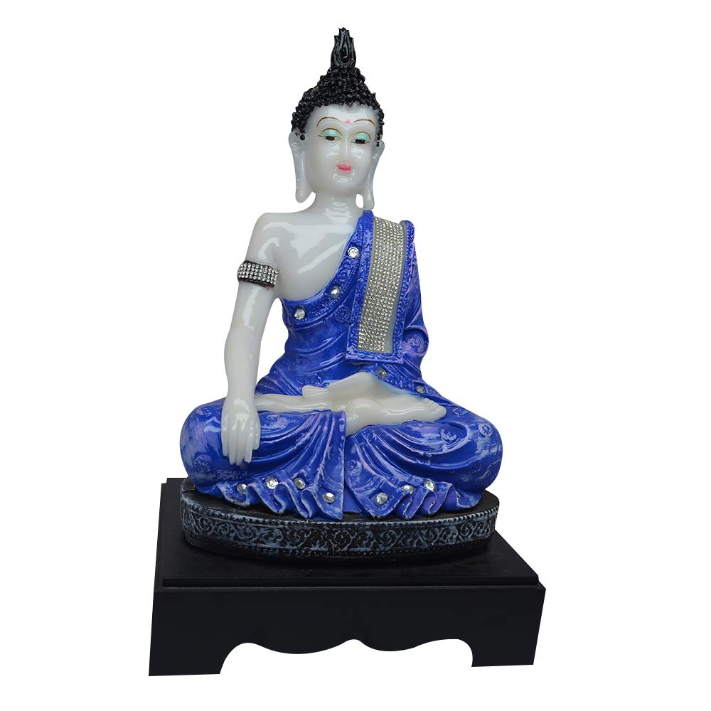 New Polyresin Buddha Idol Statue Showpiece Blue and White