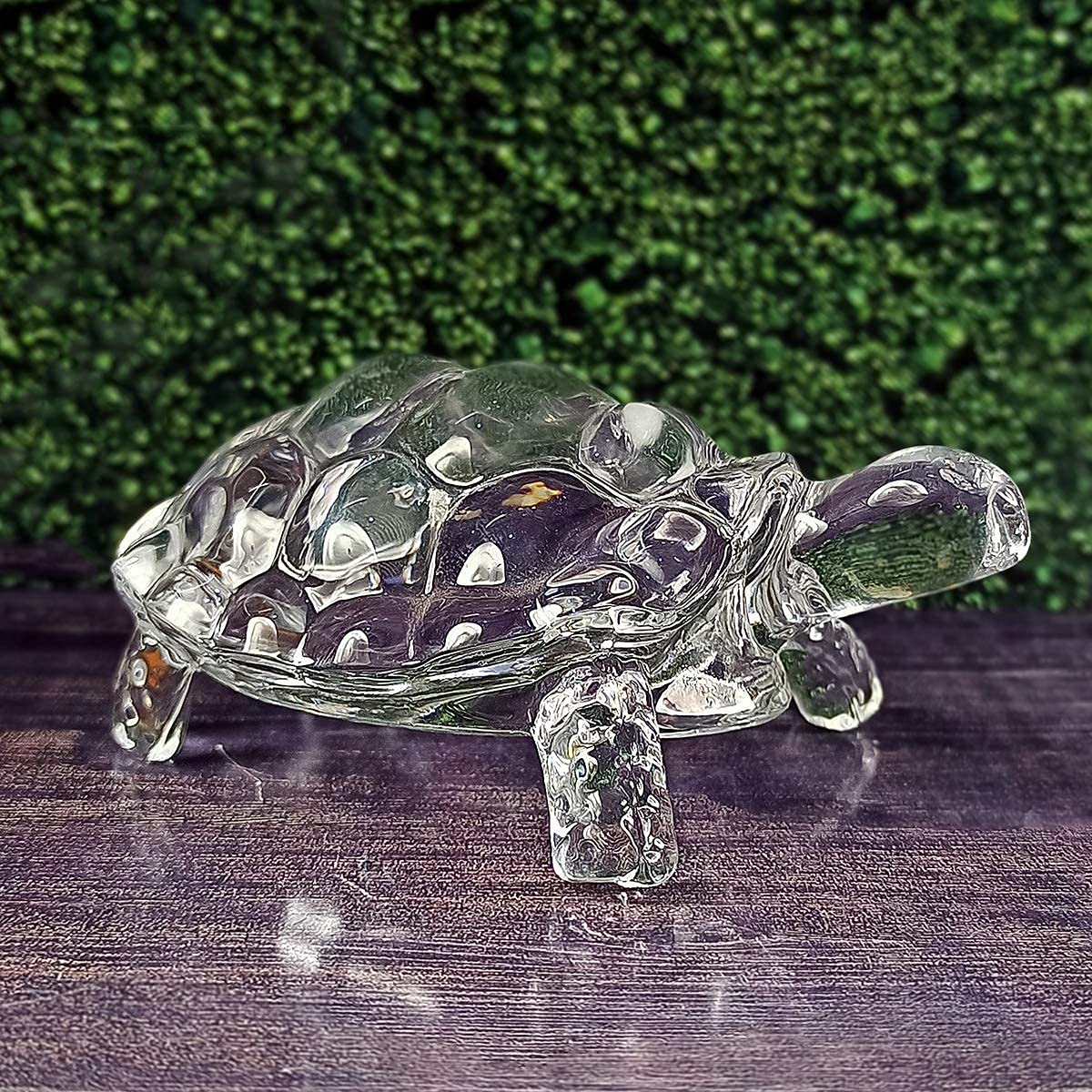 Crystal Tortoise Glass turtle with Beautiful Bowl Plate Vastu Set for Good Luck.