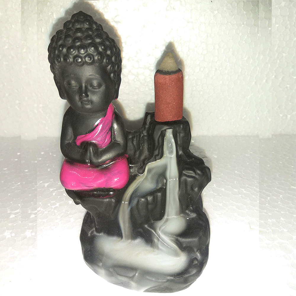 Smoke Buddha Fountain Decorative Design Showpiece with 10 Scented Backflow Incense Cone
