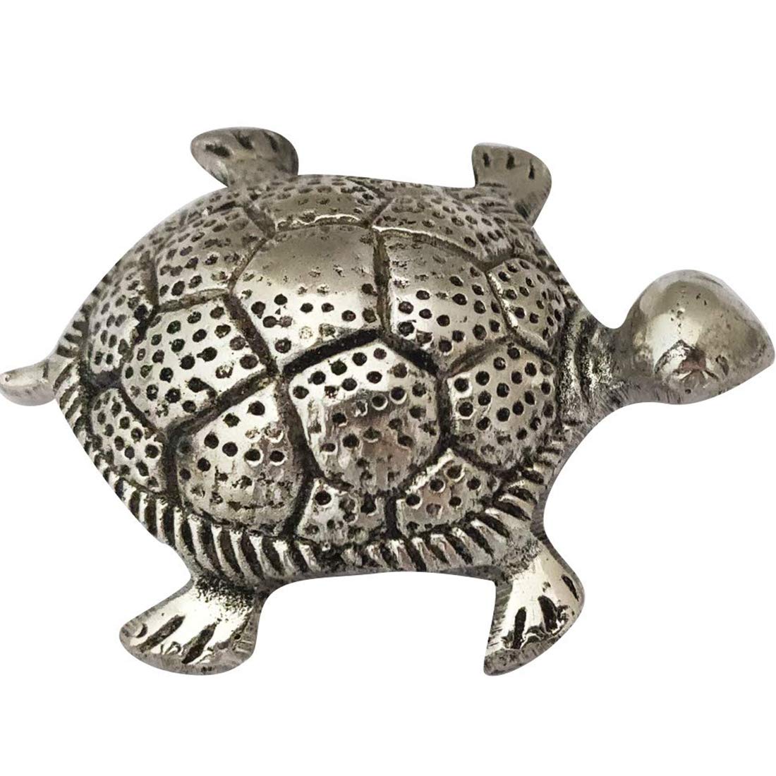 Feng Shui Metal Tortoise | Turtle with Glass Plate 5.5 Inch Diameter