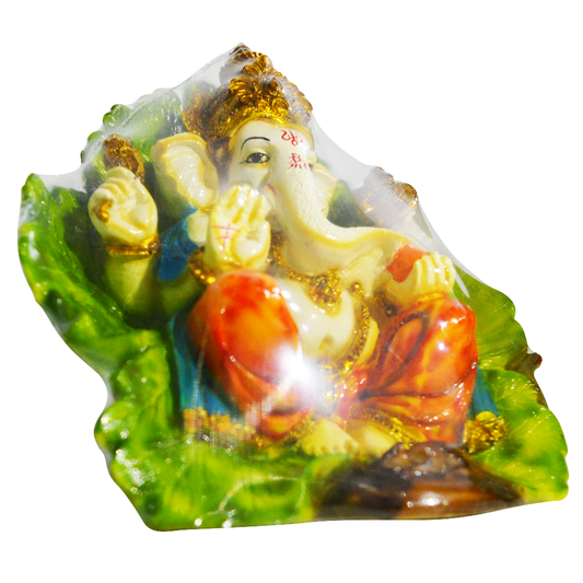 Green Pan Patta Ganesh Idol - Multicolor