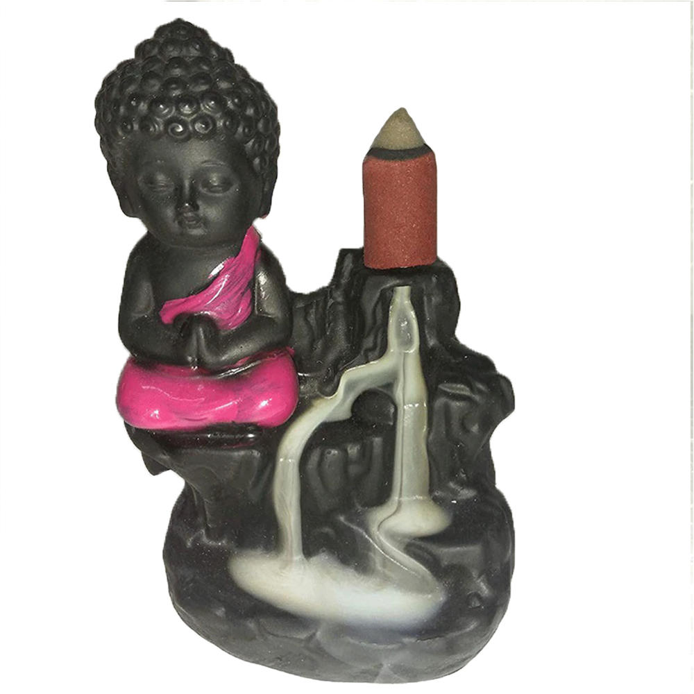 Smoke Buddha Fountain Decorative Design Showpiece with 10 Scented Backflow Incense Cone