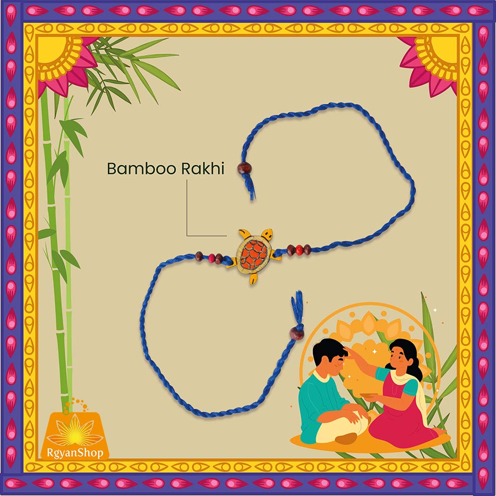 Madhubani Printed Handmade Bamboo Rakhi (Kachuaa) for Brother, Celebrate Eco Friendly Raksha Bandhan